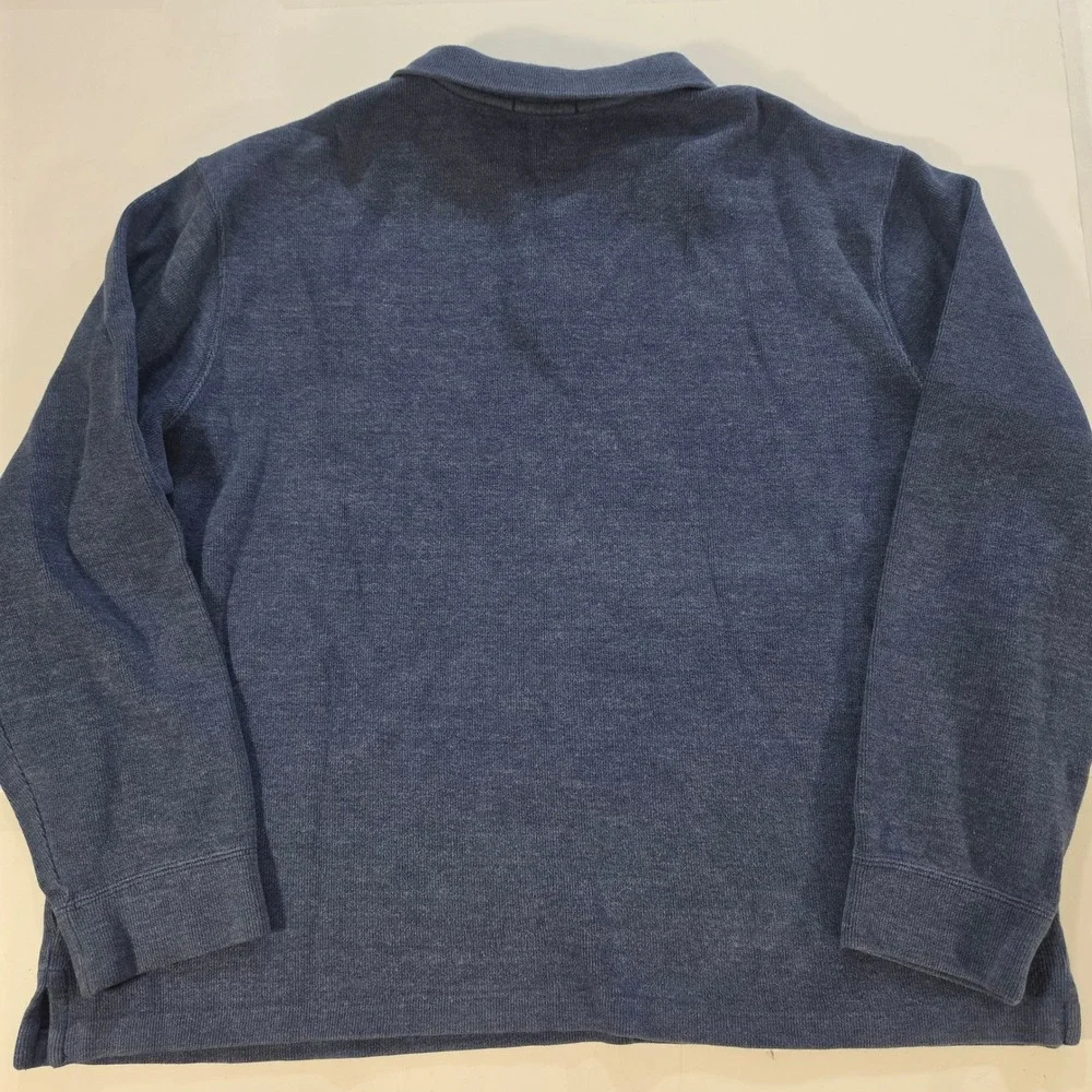 Polo Ralph Lauren Mens XL Blue Heathered Quarter Zip Pullover Sweater Pony Logo
